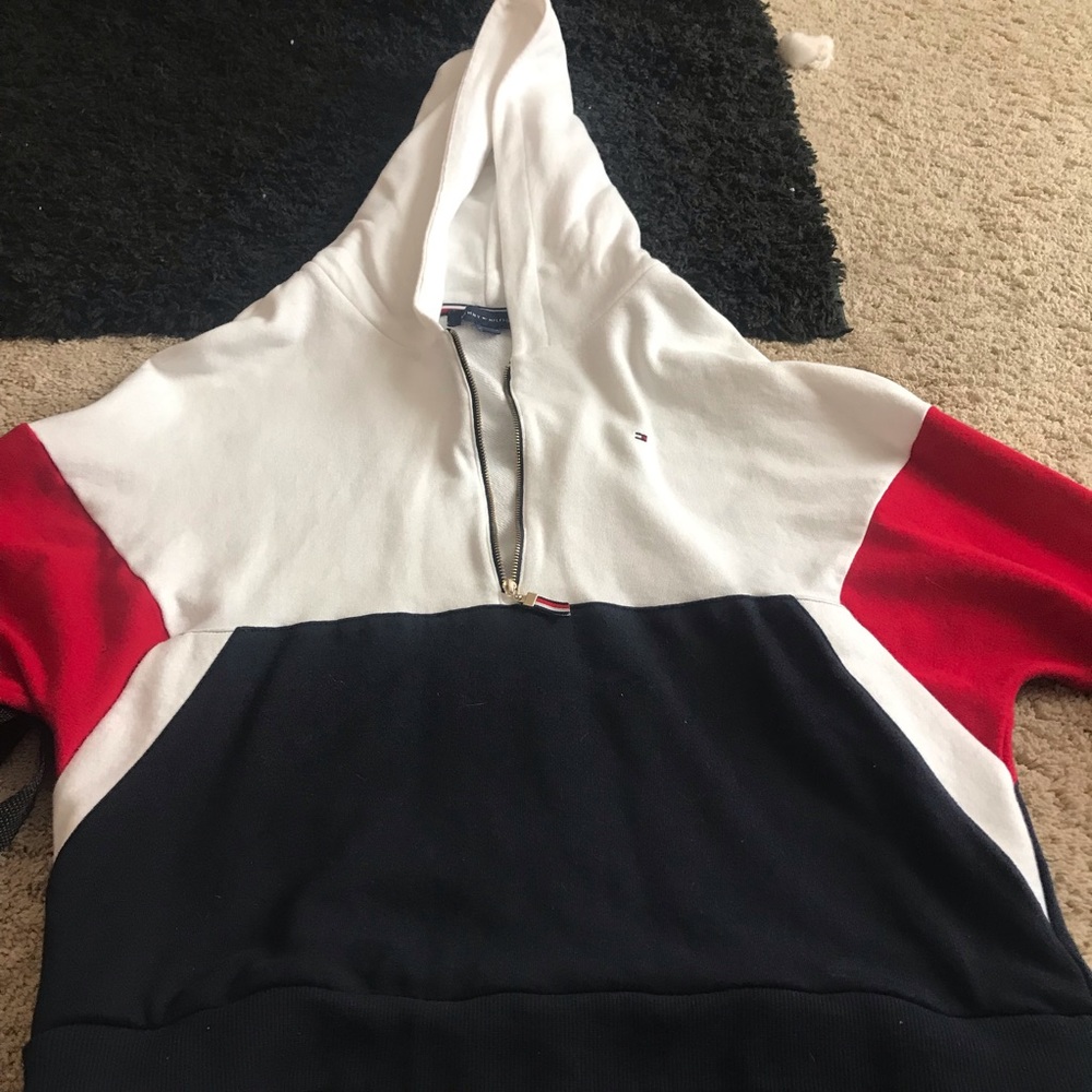 Tommy Hilfigur cropped sweatshirt 3/4 zip